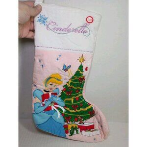 Vtg 2002 Disney Embroidered Cinderella And Mice Christmas Stocking Light Up